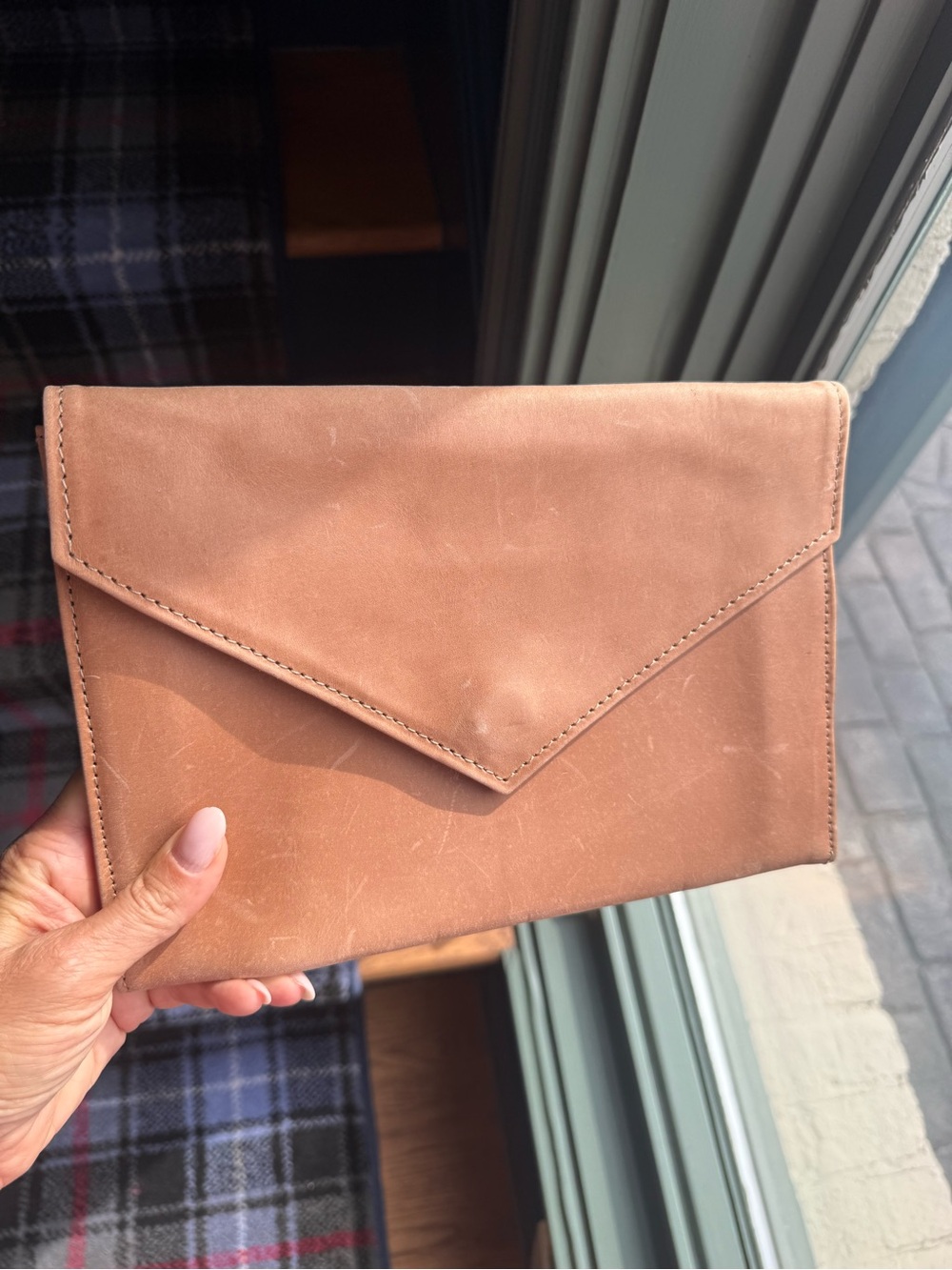 ABLE FashionABLE Genuine Leather Envelope Clutch Cognac Tan NEW